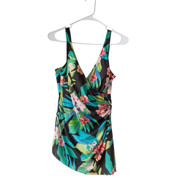 Miraclesuit Islander Floral Print 1 Pc Swimsuit Plus Size 14 Pool Resort Wear - Picture 1 of 9